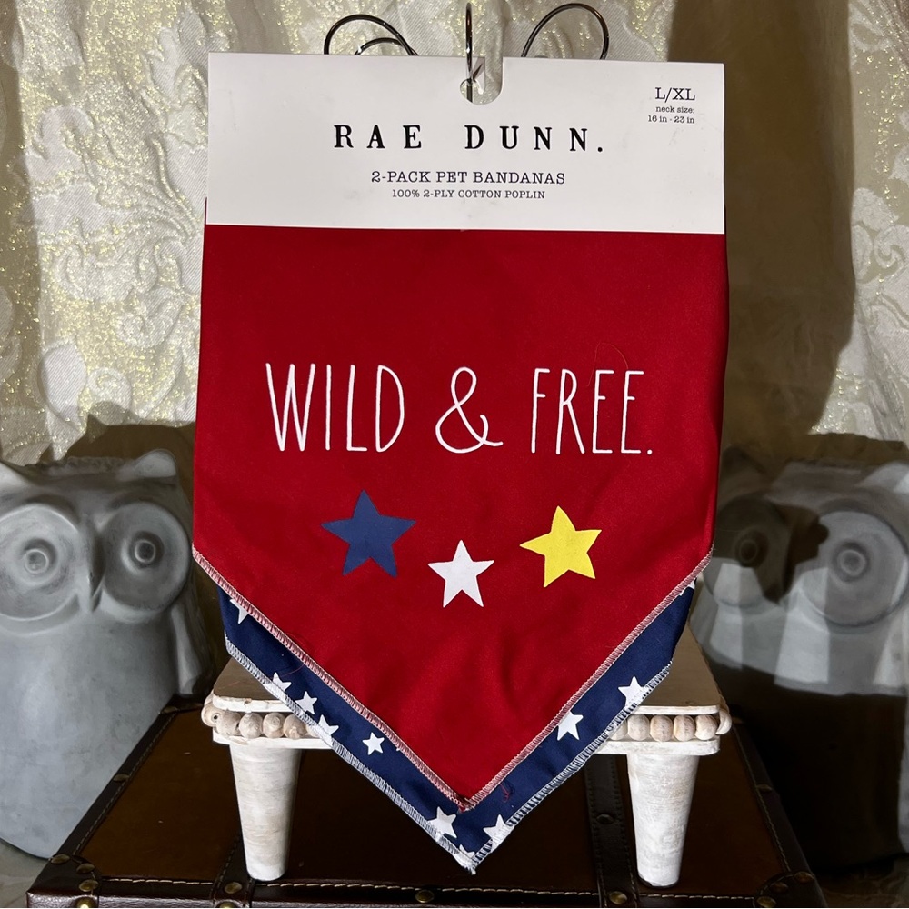 ⚡️Rae Dunn "WILD & FREE" Pet Bandanas